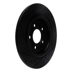 Ford Mustang Brake Rotor (1) - Rear Left - R1 Concepts - Drilled & Slotted - Black - `20-`25